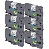 TZe231 6 Pack 12mm/0.47 inch Black on White Standard Laminated TZ-231 Tape, Compatible with Brother P-Touch Label Maker PT-D210 PT-H110 PT-D600 PT-1230PC PT-1280