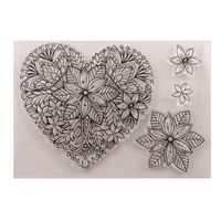 Heart Shaped DIY Flowers Floral Clear Stamps for Christmas Cards Making Decoration and Scrapbooking Rubber Stamps for Craft