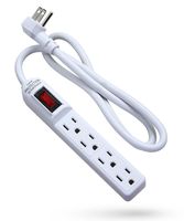 Fosmon Surge Protector Power Strip Flat Plug, 4-Outlet Splitter Extender 1875 Watt 300 Joules, 3FT Extension Cord Wall Mount with 3 Prong - ETL Listed
