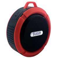 Waterproof Wireless Bluetooth Speaker, Includes Removable Suction and Climber's Hook for Shower and Outdoor Sports Use (Red)