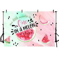 MEHOFOTO Sweet Summer Watermelon Themed Girl First Birthday Photo Studio Background Pink Green 1st One in a Melon Birthday Fruit Party Decorations Banner Photography Backdrops for Dessert Table 7x5ft