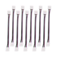 AspenTek 10mm Wide RGB LED Strip Light Connector Adapter 4 Pin Connector for 3528 5050 RGB Led Light Strip, No Need Welding, 10 Pack