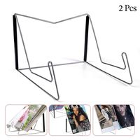 Fold-n-Stow Book Stands, Metal Bookstand Music Book Easel Display Holder, Portable Reading Stand Book Holder, Book Bookrest for Hardcover Textbook I pad Cookbook Recipe - Compact & Sturdy (2pcs)