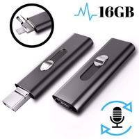 Digital Voice Activated Recorder - USB Flash Drive | 16GB - 196 Hours Capacity | Long-Lasting 26 Hours Battery | Date & Time Stamp | Rechargeable Audio Recording Device | Crystal Clear Sound Recorders
