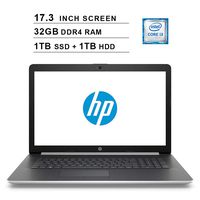2019 Newest HP Premium Pavilion 17.3 Inch HD Laptop (Intel Core i3-8130U up to 3.4 GHz, 32GB DDR4 RAM, 1TB SSD (Boot) + 1TB HDD, Intel UHD 620, DVD, WiFi, Bluetooth, HDMI, Windows 10) (Renewed)