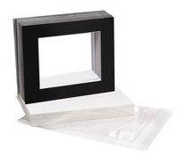 Golden State Art, Pack of 25, 16x20 Black Picture Mats Mattes with White Core Bevel Cut for 11x14 Photo + Backing + Bags