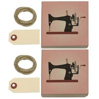 Sewing Machine Vintage Pink Background Kraft Gift Boxes Set of 2