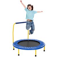 ANCHEER Kids Trampoline with Safely Handrail,36'' Outdoor Mini Toddler Rebounder Trampoline,Indoor Small Trampoline for Kids,Safe & Portable & Foldable & Durable for Kid Exercise & Play. (Blue)
