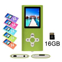 RHDTShop MP3 MP4 Player with a 16 GB Micro SD Card, Support UP to 64GB TF Card, Rechargeable Battery, Portable Digital Music Player/Video/E-Book Reader, Ultra Slim 1.7" LCD Screen-Beangreen
