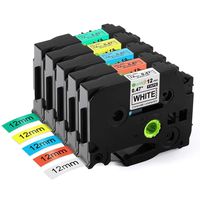 Replace TZe 12mm 0.47 Laminated TZe-231 TZe-431 TZe-531 TZe-631 TZe-731 Compatible Brother P Touch Label Tape Work for Ptouch D210 1880 H110 D400 1830 D600, 26.2 Feet 5-Pack