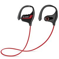 Bluetooth Headphones, TOTU BT-2 V4.1 Wireless Headphones IPX7 Sweatproof Music Stereo Sports Headset, HD Sound with Bass, Noise Cancelling, Secure Fit, up to 8 Hours Working time (Red)