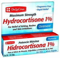 De La Cruz Hydrocortisone 1% Ointment, Maximum Strength, No Preservatives, Colors or Fragrances, Made in USA, 1 OZ.