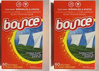 Bounce Fabric Softener and Dryer Sheets,Outdoor Fresh,60 Count (2 Pack)