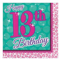 Creative Converting 317275 16 Count Paper Lunch Napkins, 13th Birthday, Sparkle Spa Party!