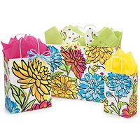 NW Vibrant Floral Paper Shopping Bags - Assortment of 3 Sizes - 375 Pack