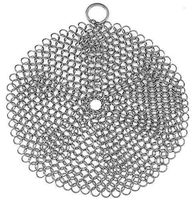 Stainless Steel Cast Iron Skillet Cleaner Chainmail Cleaning Scrubber With Hanging Ring for Cast Iron Pan,Pre-Seasoned Pan,Griddle Pans, BBQ Grills and More Pot Cookware-Round 7 Inch Diameter