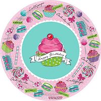 amscan Heavenly Sweets Birthday Party Round Dessert Plates Tableware, Paper, 7", Pack of 18
