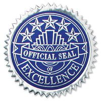 Embossed Excellence Foil Certificate Seals, 102 Pack (Silver and Blue)