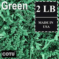 2 LB Green Crinkle Shred Gift Basket Shred Crinkle Paper Filler Bedding by COTU (32 oz)