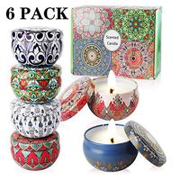 Nancia 6 Pack Scented Candles Gift Set (Lavender, Rose,Vanilla,Amber Musk,Lemongrass,Orange) Soy Wax Tin Candles, Natural Fragrance Candles for Stress Relief and Aromatherapy Candles