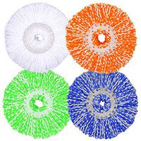 LEMNUY Spin Mop Heads Refills Set of 4, Microfiber Spinning Mopping Head Replacement Washable Reusable, Round Shape Standard Size, Cleaning Floor (Green, Yellow, Blue and White)