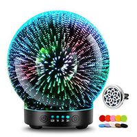 3D Glass Aromatherapy Essential Oil Diffuser – Newest Version fragrance oil Humidifier, 7 LED Color lighting modes firework theme, Premium Ultrasonic mist, Auto-Off Safety Switch (Black)
