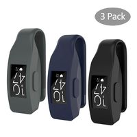 (3 Pack) Seltureone Solid Color Silicone Clips with Steel Sheet Compatible for Fitbit Inspire/Fitbit Inspire HR/Fitbit Ace 2 Fitness Tracker, Fitbit Inspire Accessory Clip-(Black,Navy,Gray)