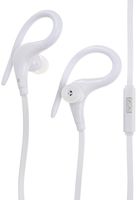 Reiko REIKO 3.5MM Universal Sport Stereo Headphones with Tangle Free Flat Cable & MIC in White Wired Headset for Universal - White