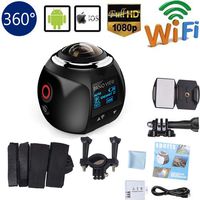 Mini DV Camera - 4K HD VR/WiFi Wireless 360 Degree Panoramic Wide Angle Outdoor Waterproof Action Camcorders for Cycling Swimming Snorkeling(Black)