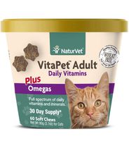 NaturVet - VitaPet Adult Daily Vitamins For Cats Plus Omegas - 60 Soft Chews - Specifically Formulated to Provide Essential Vitamins, Minerals, Omegas & Antioxidants - 30 Day Supply