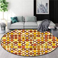 RUGSMAT Mid Century Warm Soft Cotton Luxury Plush Baby Rugs,Kitsch Retro Square Study Super Soft Carpet Round-63