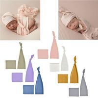 Abicial Newborn Baby Girl Boy Photography Prop, Fashion Newborn Baby Photo Knit Sleepy Cap Wrap, Photography Prop Photo Set Gift