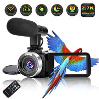 Video Camera Camcorder,Ultra HD 2.7K Vlogging Camera 30 FPS 24MP Wi-fi Camcorders with Microphone IR Night Vision YouTube Camera with Time Lapse & Motion Detection