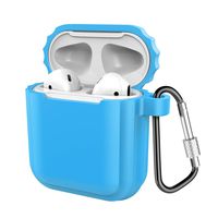 Compatible Airpods Case, Coffea Airpods Accessories Protective Silicone Case Cover and Skin with Carabiner for Airpods (Blue)