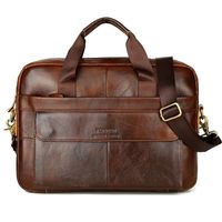 Men Leather Briefcase Laptop Handbag Messenger Business Bags (brown)