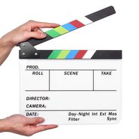 Flexzion Director Clapboard Film Movie Clapper Board Acrylic Plastic Dry Erase Stadio Camera TV Video Cut Action Scene Slate Board 10x12" with Color Sticks