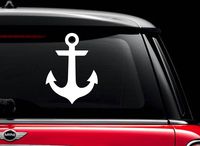 Anchor Marine (White 10") Vinyl Decal Sticker for Car Automobile Window Wall Laptop Notebook Etc.... Any Smooth Surface Such As Windows Bumpers