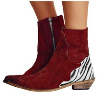 Dainzuy Women Boots Wedding Bride Mixed Colors Shoes Ladies Dress Ankle Booties Low Heel Roman Booties Wine