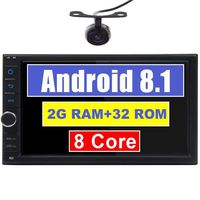 Android 8.1 Car Stereo 2 din Head Unit 7 Inch Capacitive Touch Screen Double Din Car GPS Navigation Radio Octa-core CPU Bluetooth OBD2 DVR 4G WiFi 1080P Video Subwoofer Video Out with Backup Camera