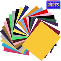 HTV Heat Transfer Vinyl Bundle - 24 Pack Assorted Colors 12"x10" Vinyl Sheets for T-Shirts Iron On Vinyl