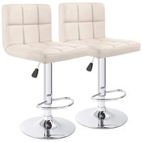 Furmax Bar Stools Modern Pu Leather Swivel Adjustable Hydraulic Bar Stool Square Counter Height Stool Set of 2 (Beige)