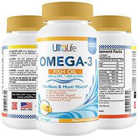 UltaLife Best Omega 3 Essential Fatty Acids Fish Oil + Highly Refined Maximum Strength Supplement + Natural Lemon Flavor NO Aftertaste or Burping + Softgels for Men & Woman + They're Great for Dogs!
