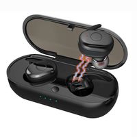 Whiggeo 2020 Upgraded Secure Fit Never Fall Out Comfortable in-Ear True Wireless Earbuds Sweat-Proof with Charging Box Built-in Mic and Noise Cancelling Stereo for iPhone and Android (Black)