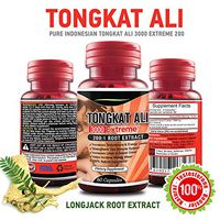 Tongkat Ali Extreme Longjack Extract - 3000 mg Maximum Strength Long Jack 200:1 Root Extract - Testosterone Booster 60 Vegetarian Supplement - Natural Stamina Hormone Booster Capsules