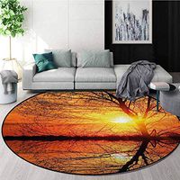 Autumn Modern Washable Round Bath Mat,Raindrops Fall Autumn Ritual Climate Liquid Gravity Water Cycle Air Mass Image Non-Slip Bathroom Soft Floor Mat Home Decor Round-59 Inch,Blue and White