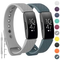 GVFM Compatible with Fitbit Inspire/Inspire HR Bands, Adjustable Soft Silicone Bracelet Accessories Sport Strap for Women Men Wristbands (Large, 2-Slate and Gray)