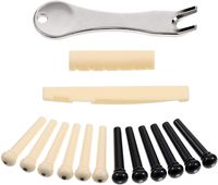 KONIBN 12Pcs Plastic Acoustic Guitar Bridge Pins Pegs, Acoustic Guitar Bridge Pins Puller Pulling Remover Extractor Tool, Guitar Saddle Nut