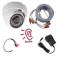 Evertech 1080P Hybrid AHD/TVI/CVI/Analog Indoor/Outdoor Dome Security Camera with 50 feet premade Cable, CCTV Microphone and 12V DC Power Adapter