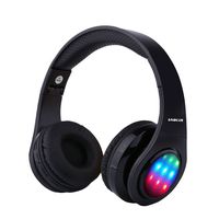 LOBKIN Bluetooth Headphones, Stereo Music LED Light Up Foldable Wireless Headphones Over Ear HiFi headsets with TF Crad Slot, Mic and FM for All Bluetooth Enabled Devices (BLACKLED)
