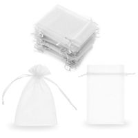 SumDirect 100Pcs 4x6 Inches Sheer Drawstring Organza Jewelry Pouches Wedding Party Christmas Favor Gift Bags (White)